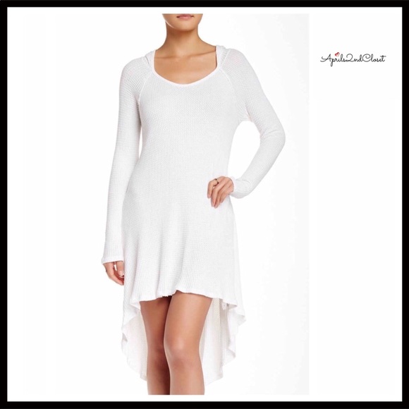 TUNIC HOODIE HI-LO V-NECK KNIT DRESS - Picture 5 of 5
